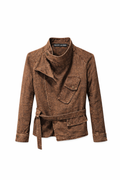 Archival Ralph Lauren Distressed Tobacco Asymmetrical Belted Jacket