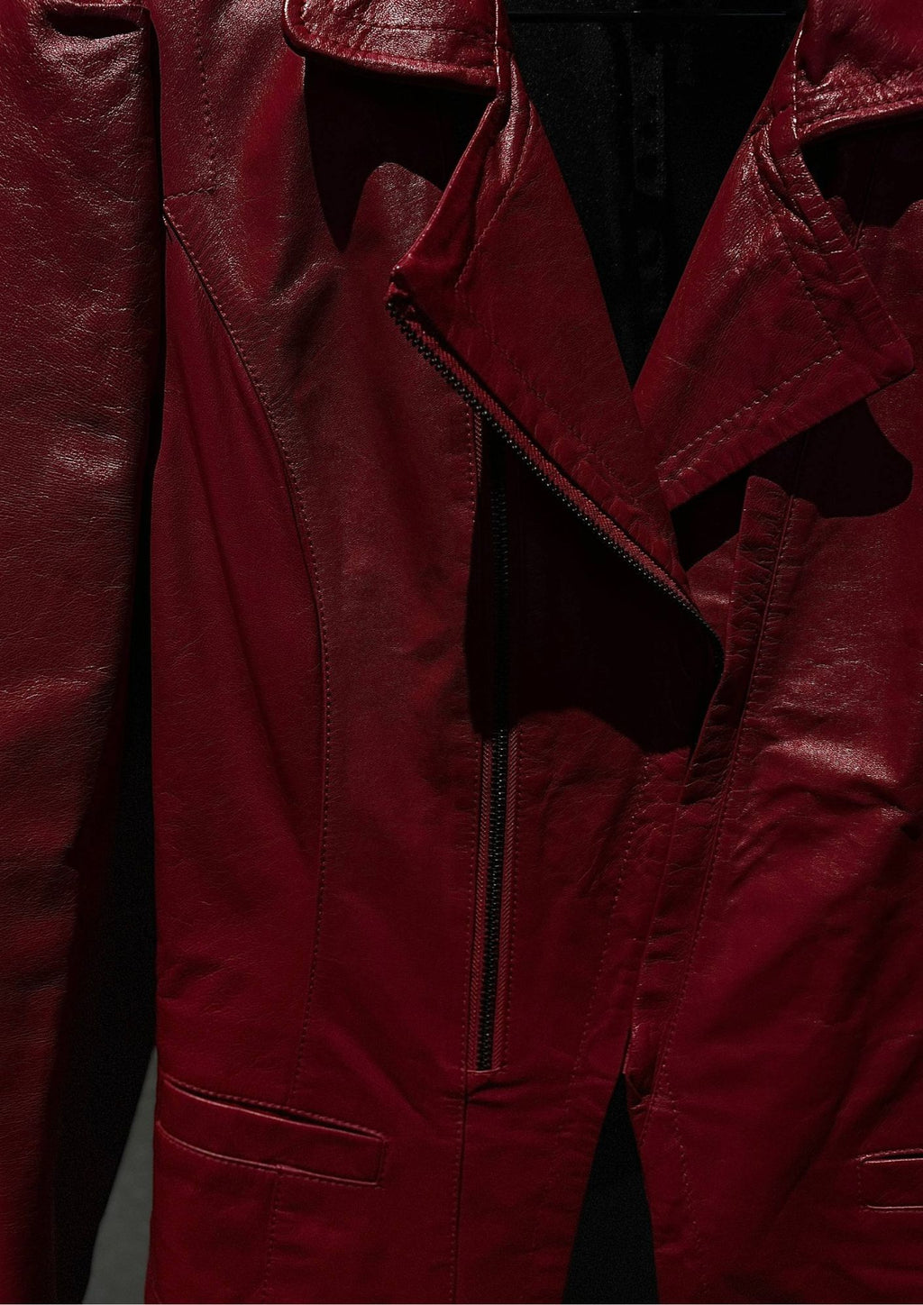 ARCHIVAL Magenta Soft Lambskin Leather Biker Jacket