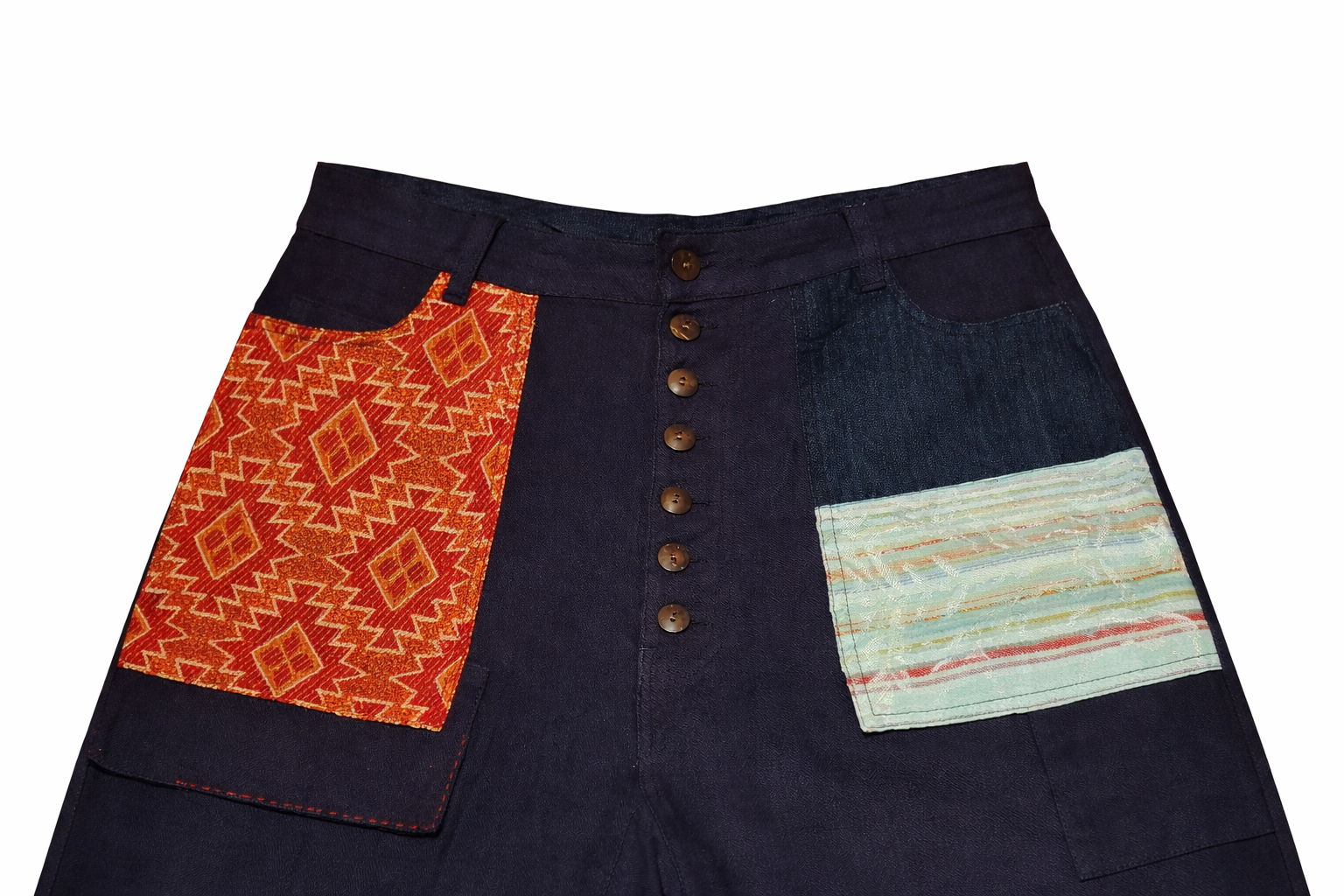 Boro/sashiko Ethnic Textile Fusion Pants