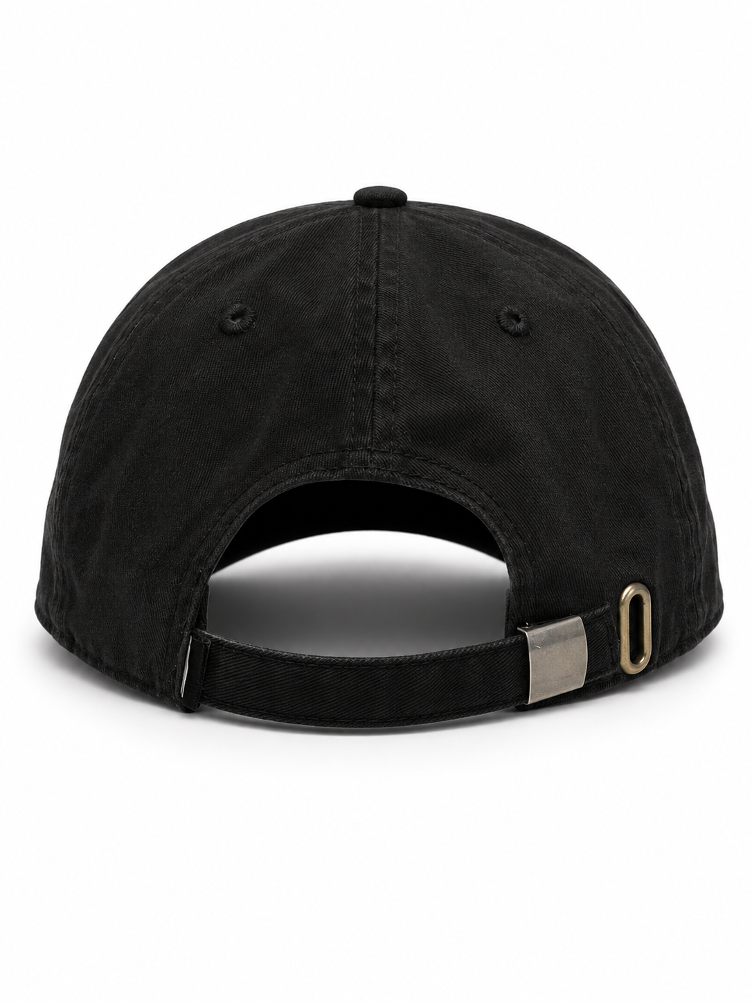 Front view of hat in 100% cotton showing the panel construction and archive detailing