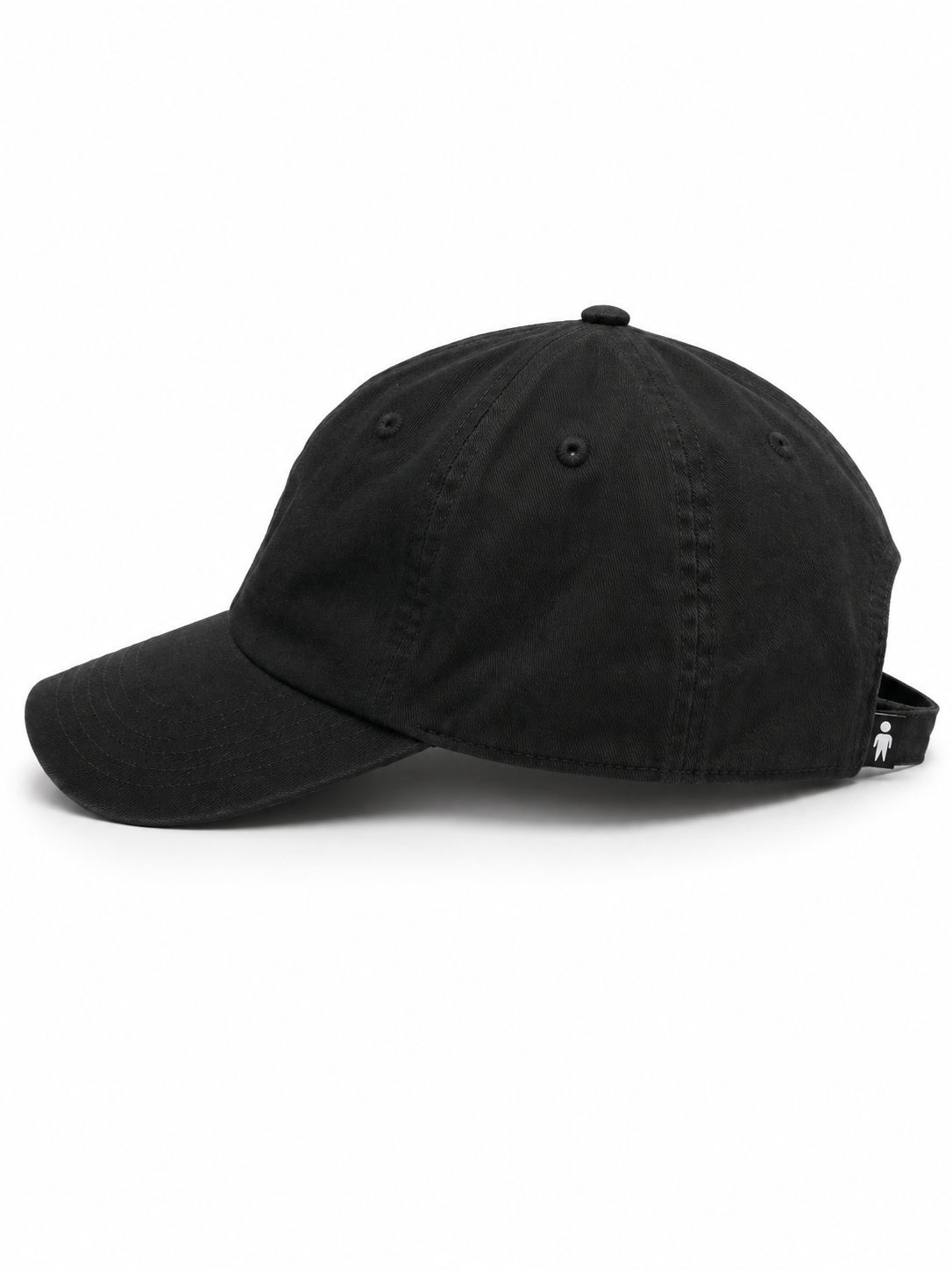 Front view of hat in 100% cotton showing the panel construction and archive detailing