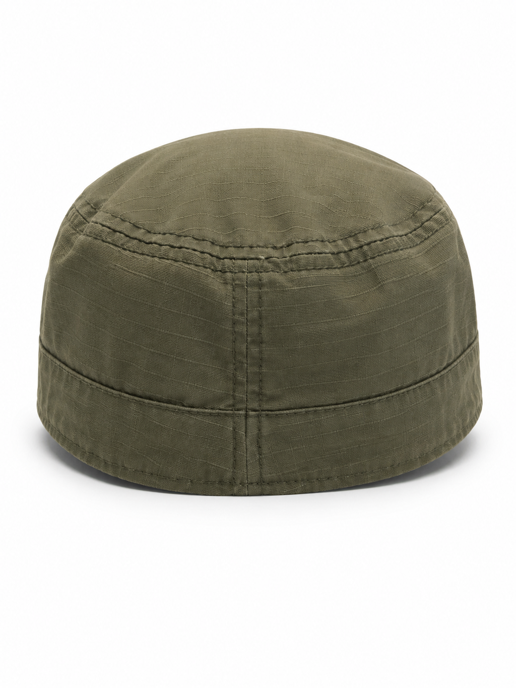 Front view of hat in 100% cotton showing the panel construction and archive detailing