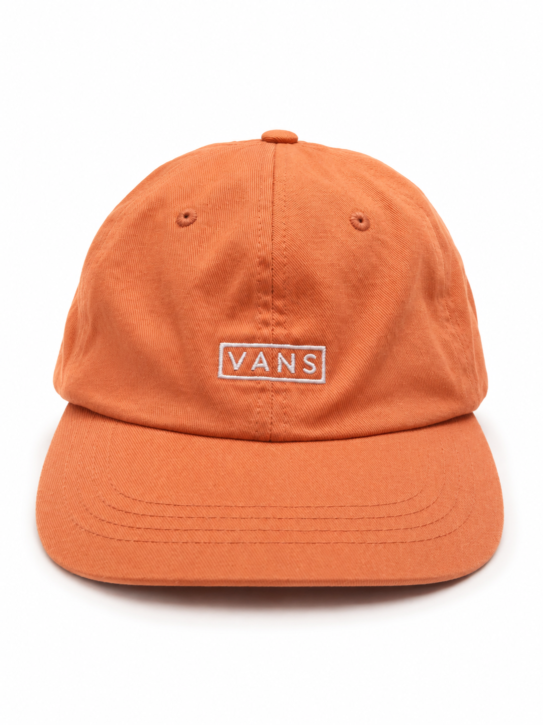 Front view of hat in 100% cotton showing the panel construction and archive detailing