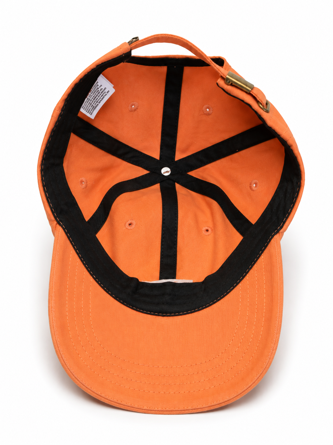 Front view of hat in 100% cotton showing the panel construction and archive detailing