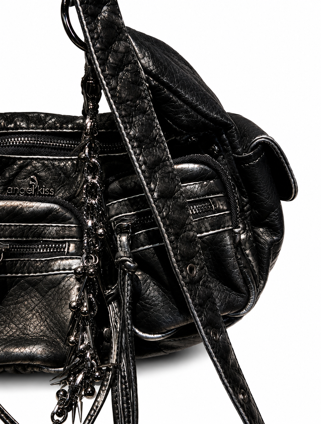 Quilted Biker Bag with Chains