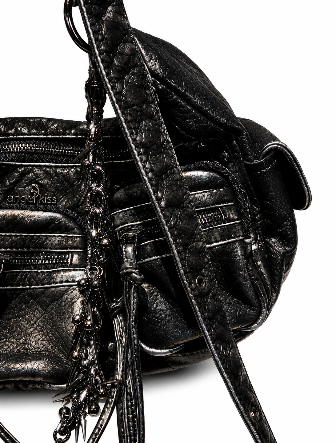 Quilted Biker Bag with Chains
