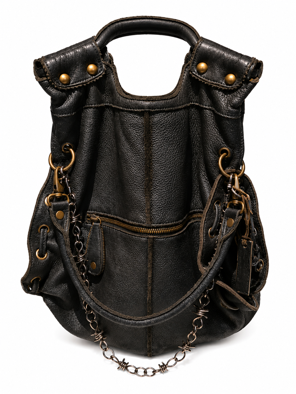 100% Full Grain Bark Leather Avant Garde Slouch Leather Bag - Anglo Leathercraft