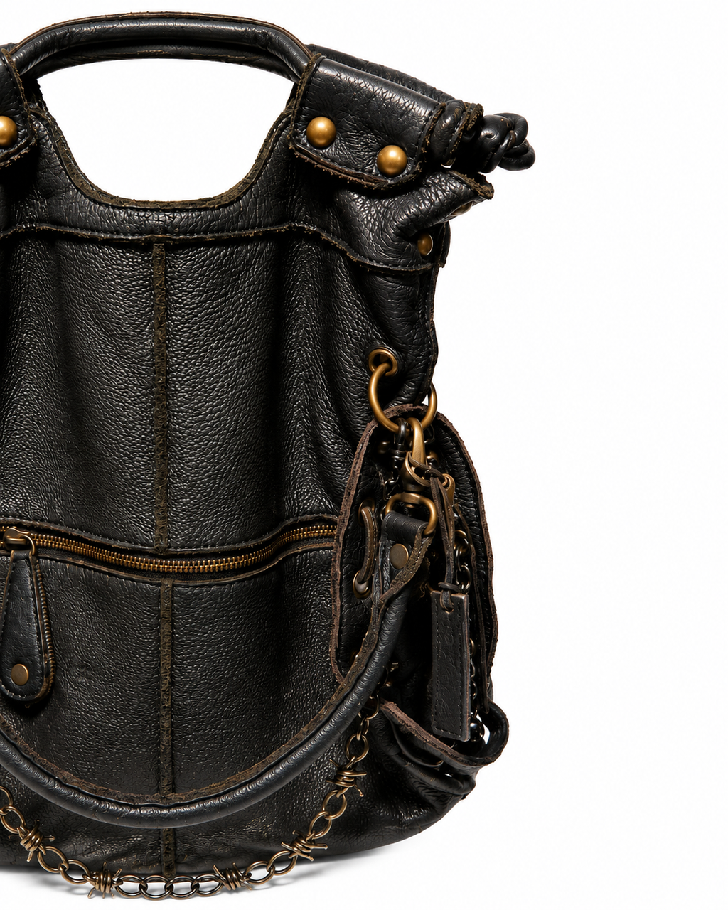 100% Full Grain Bark Leather Avant Garde Slouch Leather Bag - Anglo Leathercraft