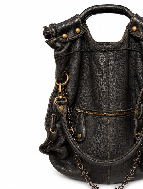 100% Full Grain Bark Leather Avant Garde Slouch Leather Bag - Anglo Leathercraft