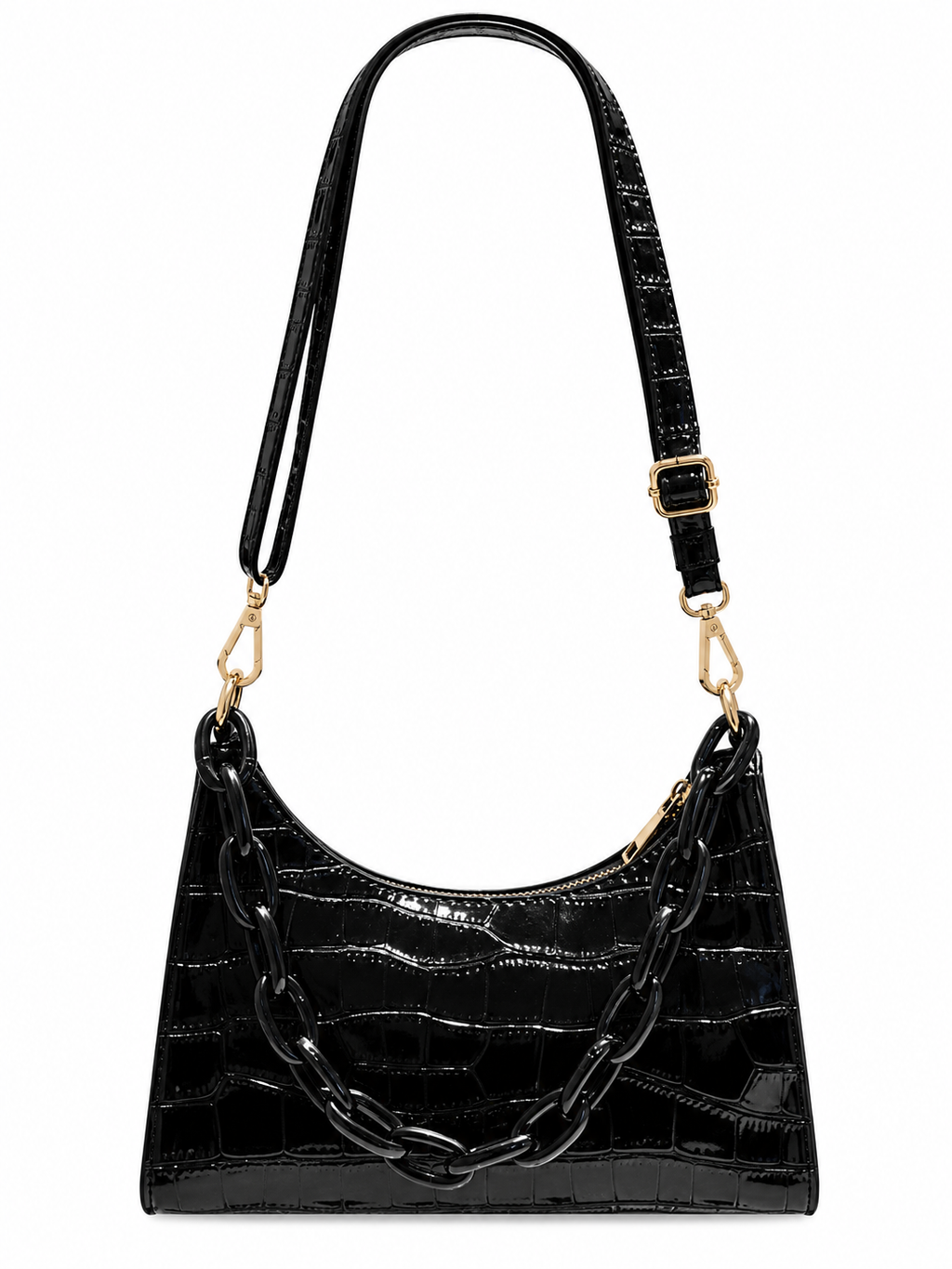 Vintage Black Patent Chain Bag