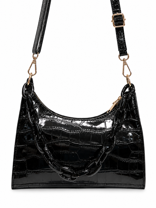 Vintage Black Patent Chain Bag