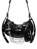 Heavy Chain Crushed Silver Satchel