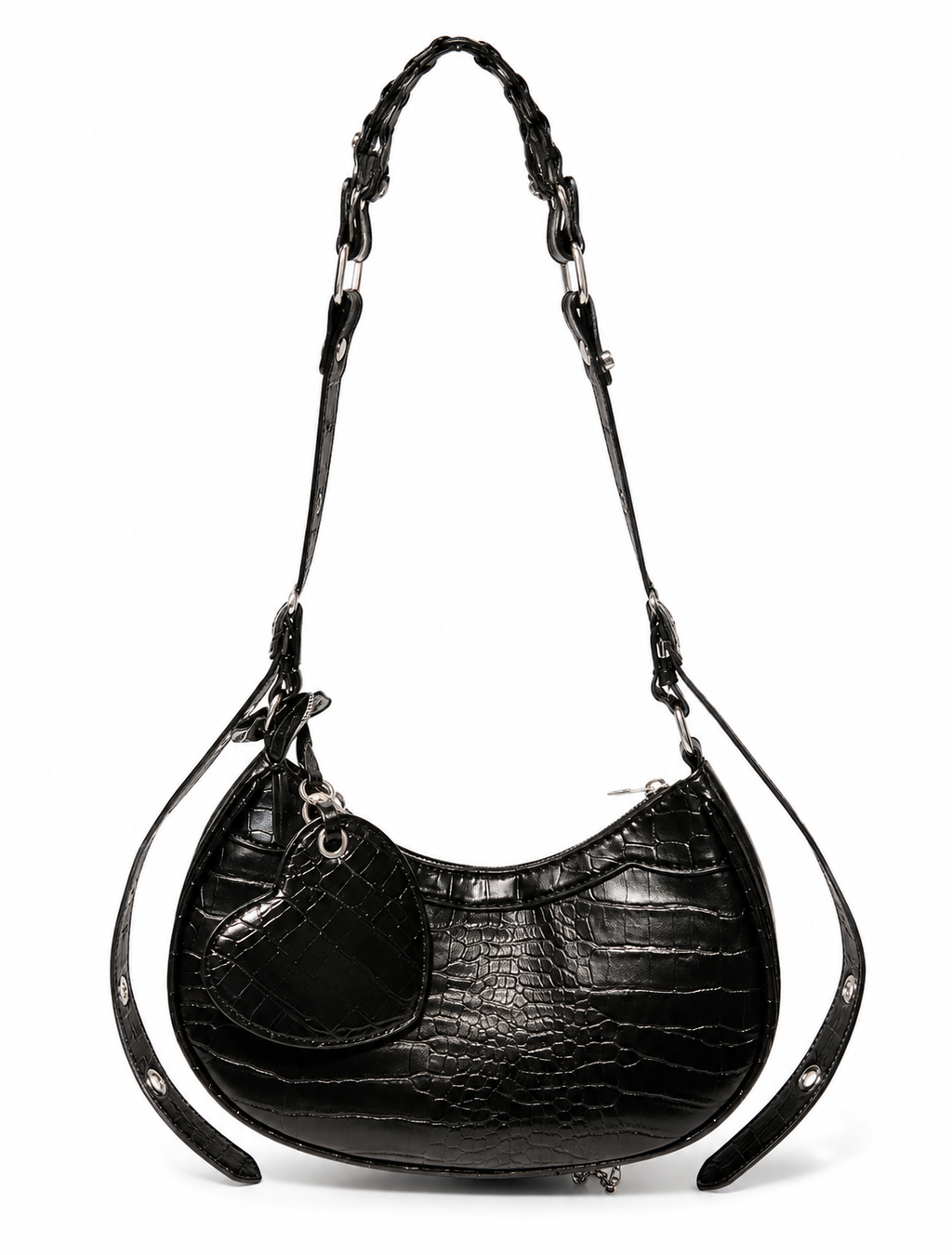 Heavy Chain Crushed Silver Satchel