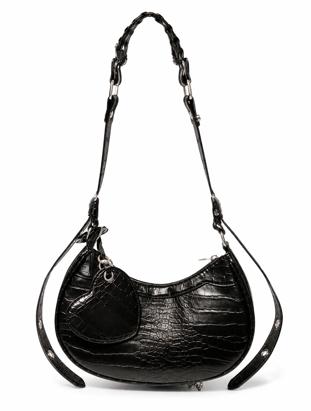 Heavy Chain Crushed Silver Satchel