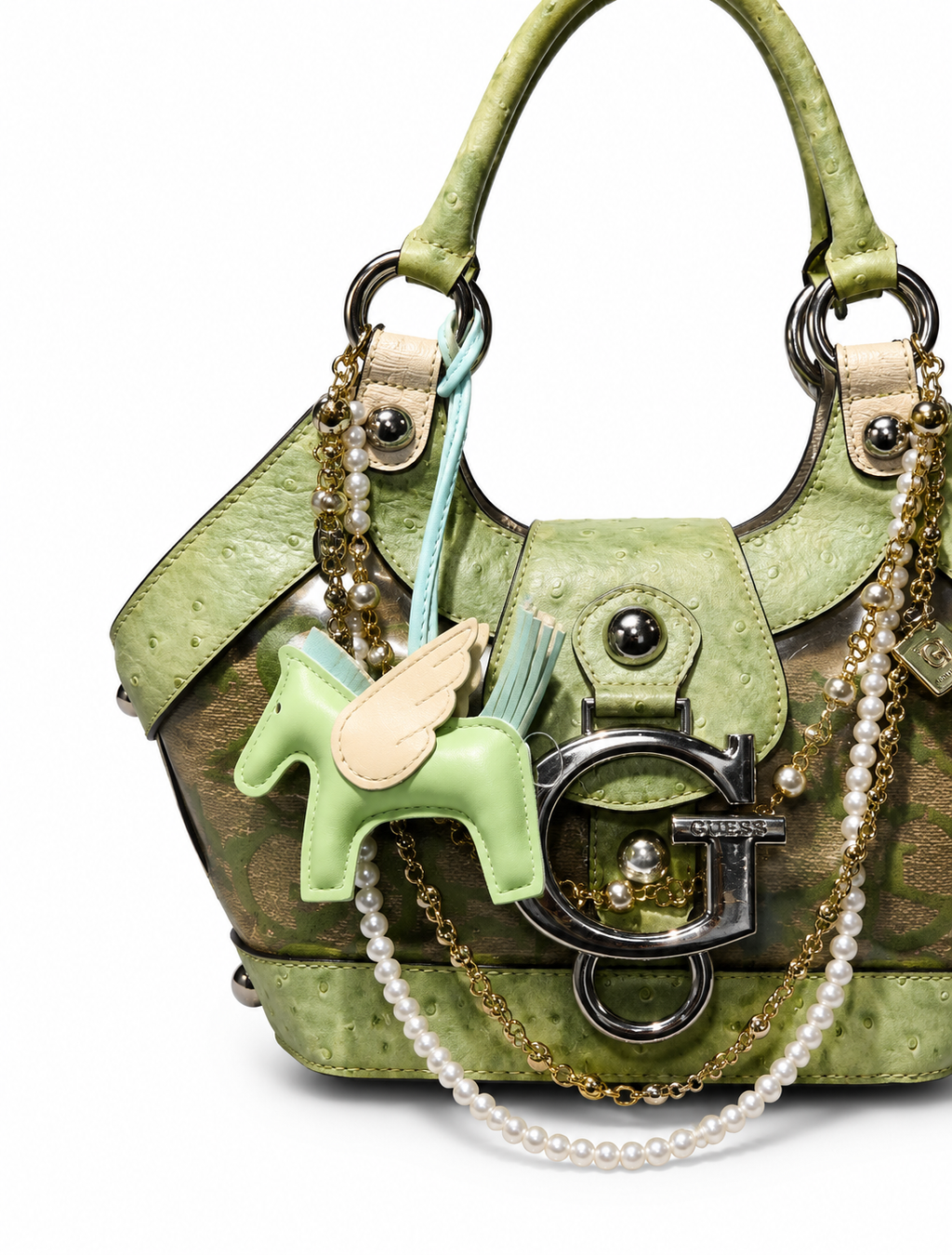 ARCHIVE Verdant Green Ostrich Mini Satchel in Moss Y2K