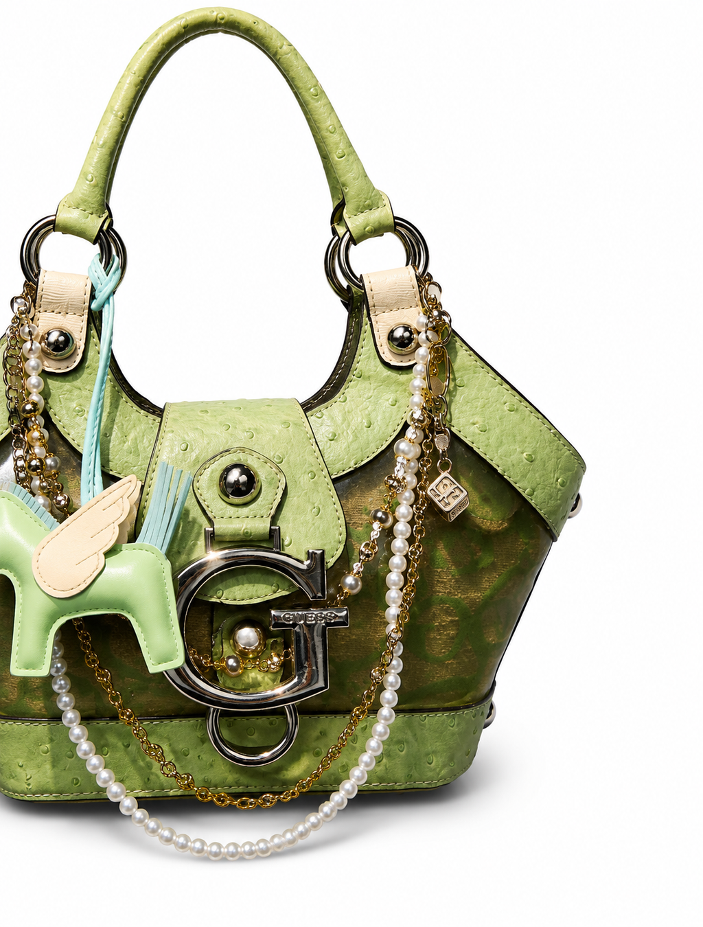 ARCHIVE Verdant Green Ostrich Mini Satchel in Moss Y2K