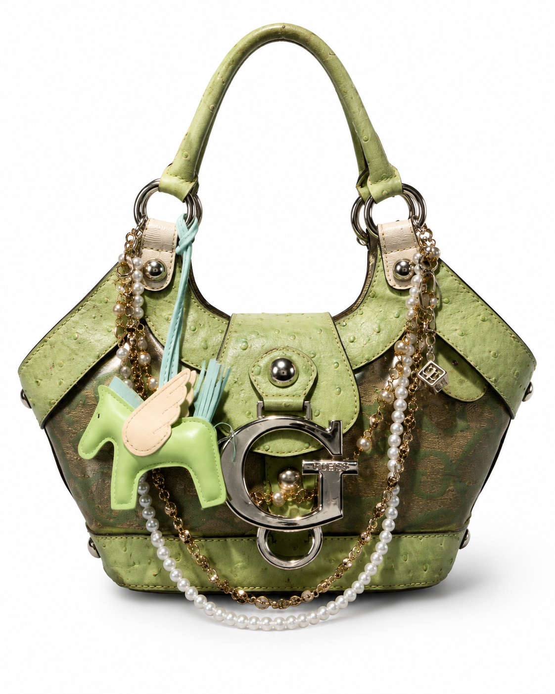 ARCHIVE Verdant Green Ostrich Mini Satchel in Moss Y2K