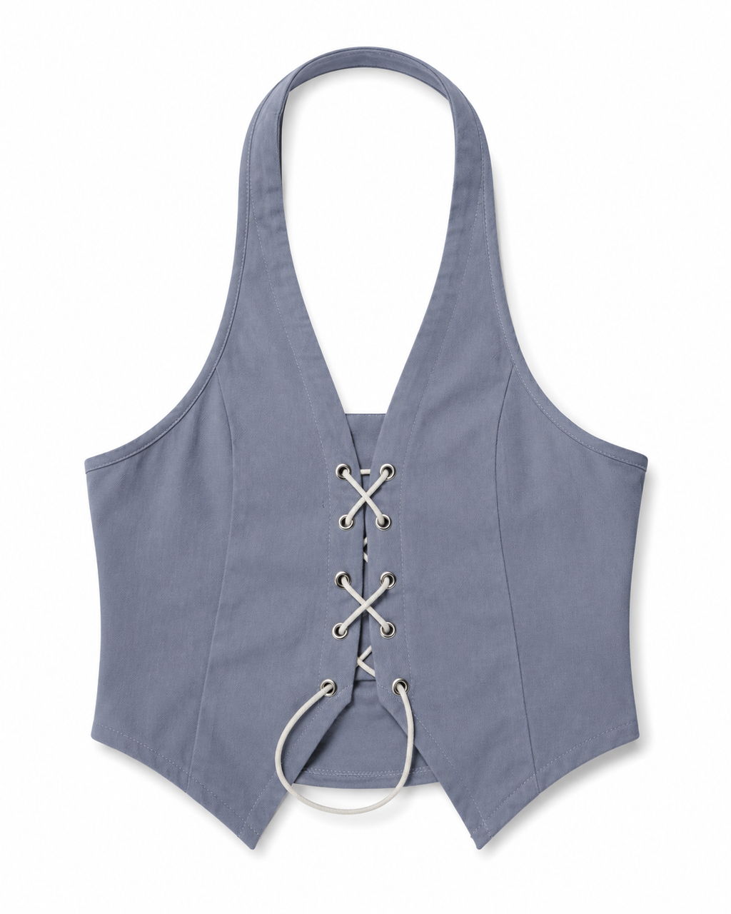 Powder Blue Lace Up Halter Corset