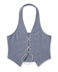 Powder Blue Lace Up Halter Corset