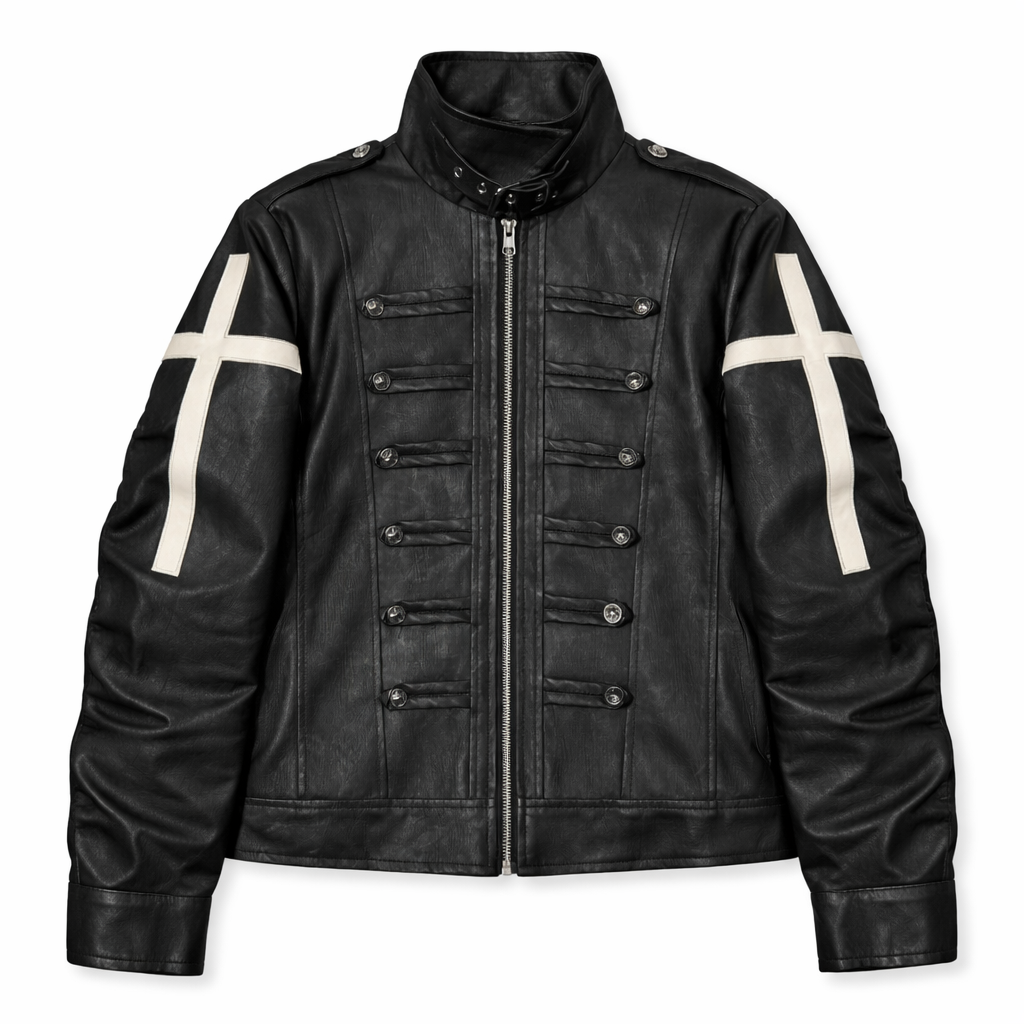 Faux Leather Cross Rider Jacket