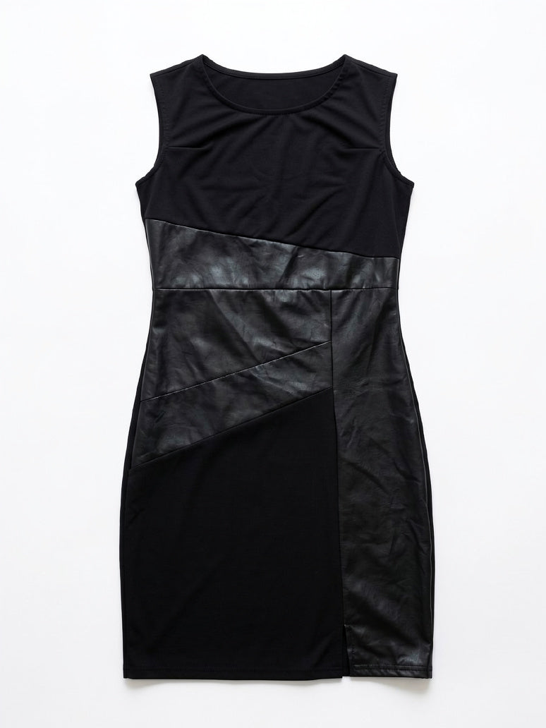 Black Leather/Fabric Paneled Dress - FRAK/TURE Archive