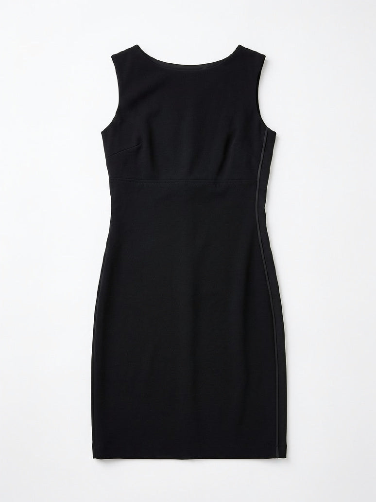 Black Leather/Fabric Paneled Dress