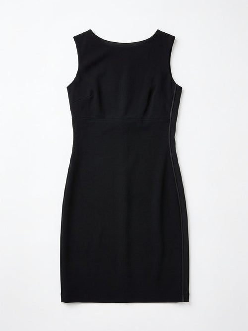 Black Leather/Fabric Paneled Dress