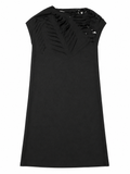 Black laser cut cocoon dress front view