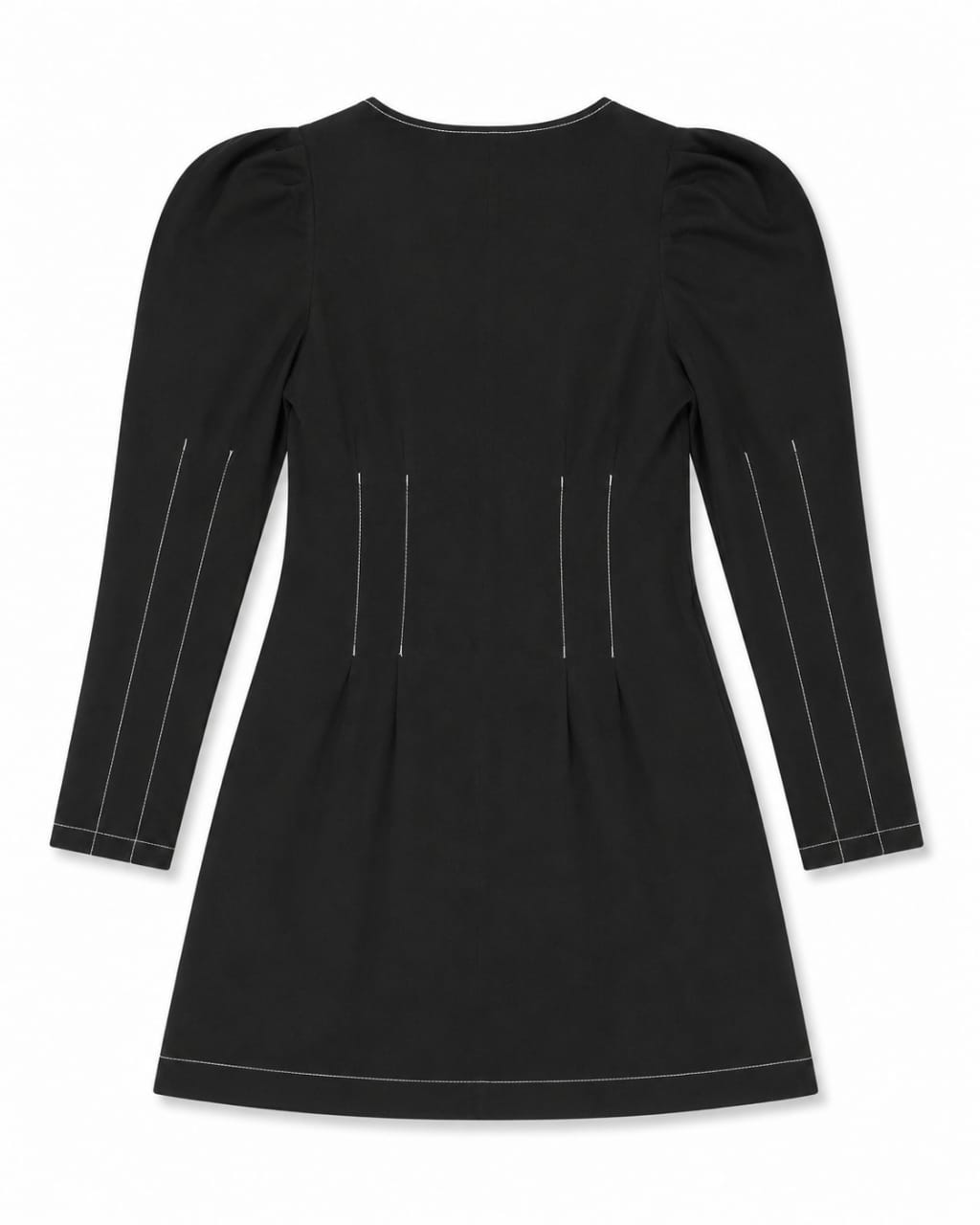 SLY Contrast Stitch Puff Sleeve Dress
