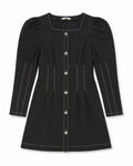 SLY Contrast Stitch Puff Sleeve Dress