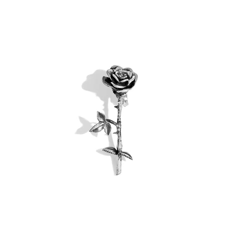 ERD 925 Rose Sterling Silver Cast Safety Pin Earring