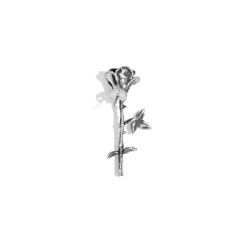 ERD 925 Rose Sterling Silver Cast Safety Pin Earring