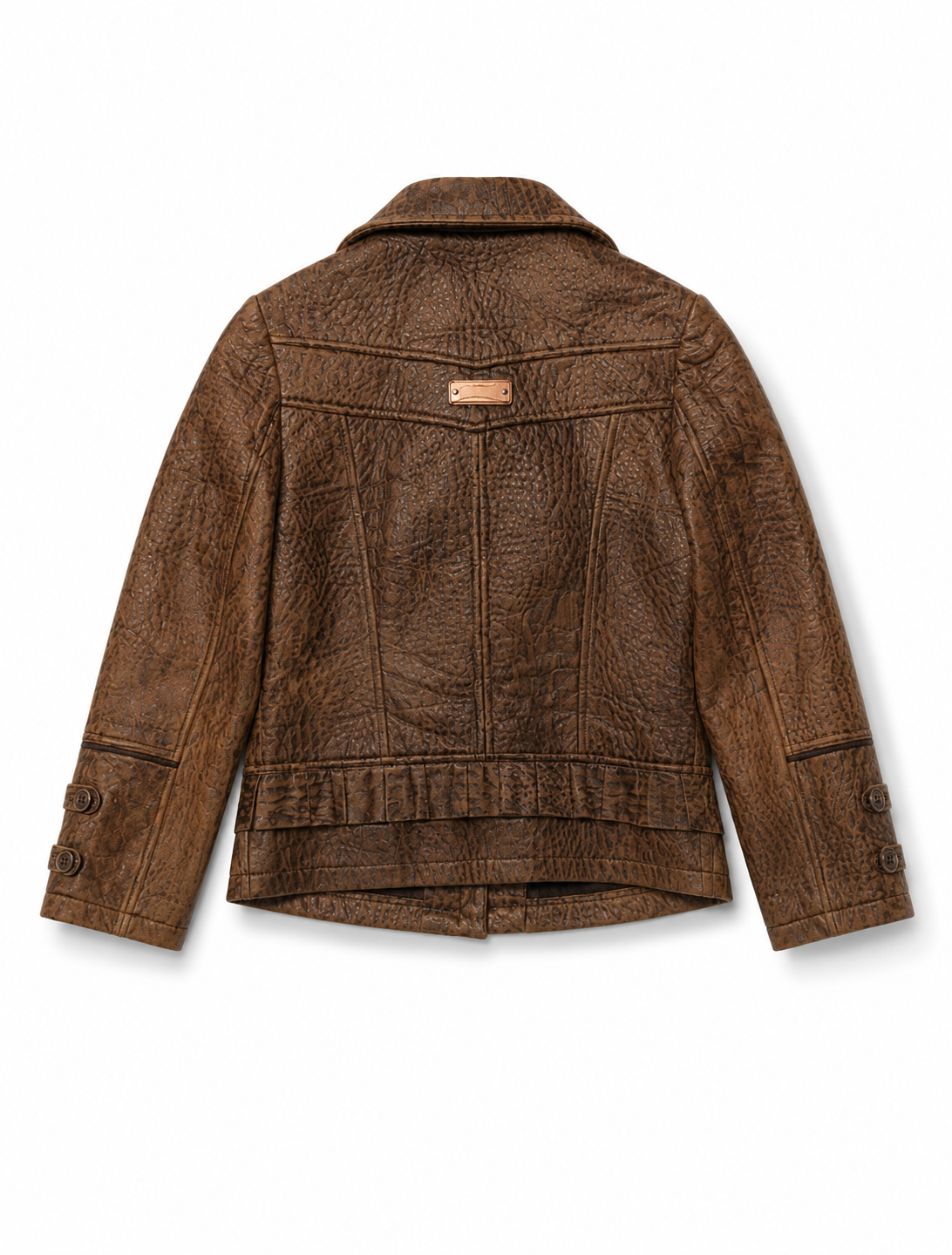 Brown Textured Ruffle Jacket