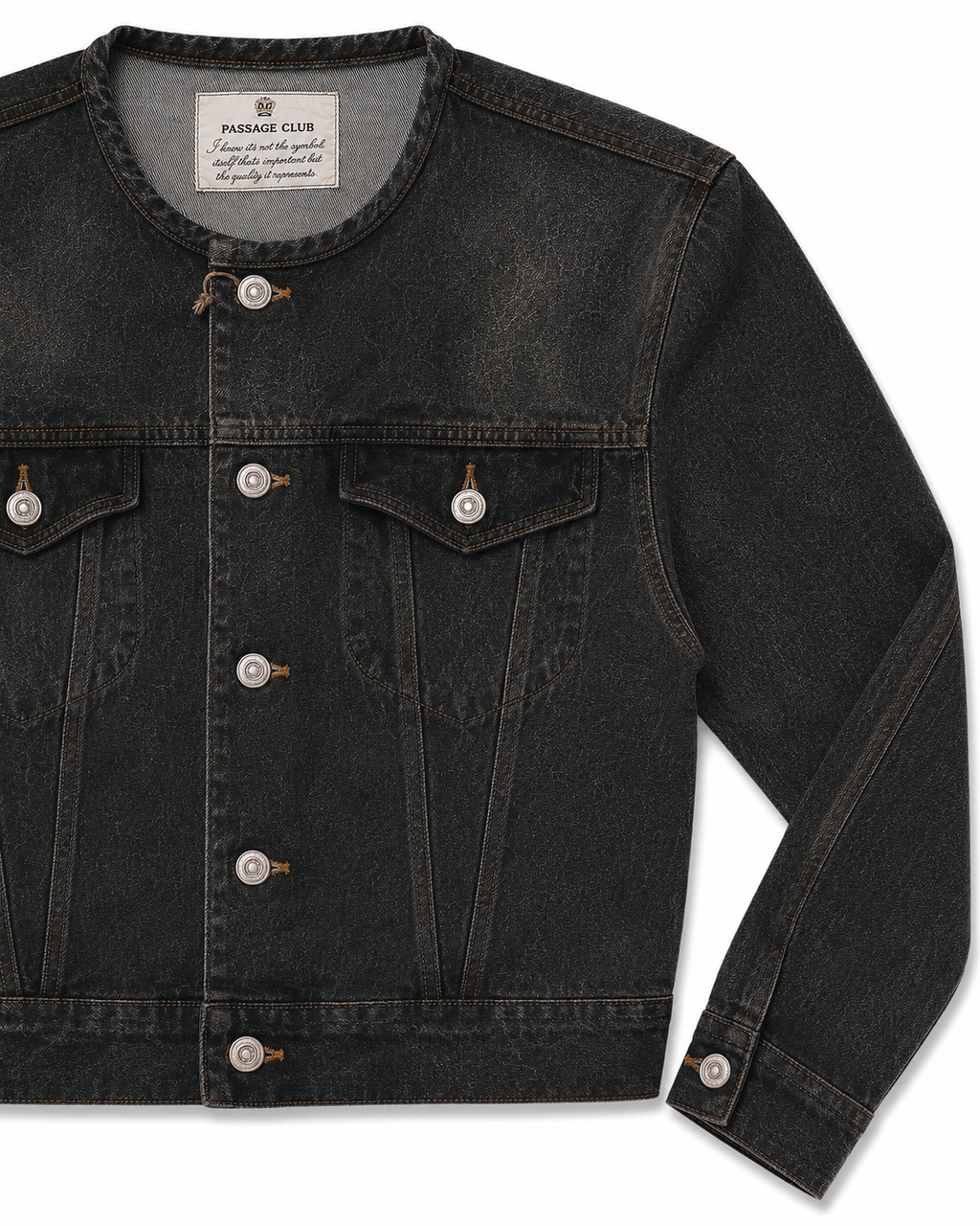 Passage Club Collarless Denim Jacket