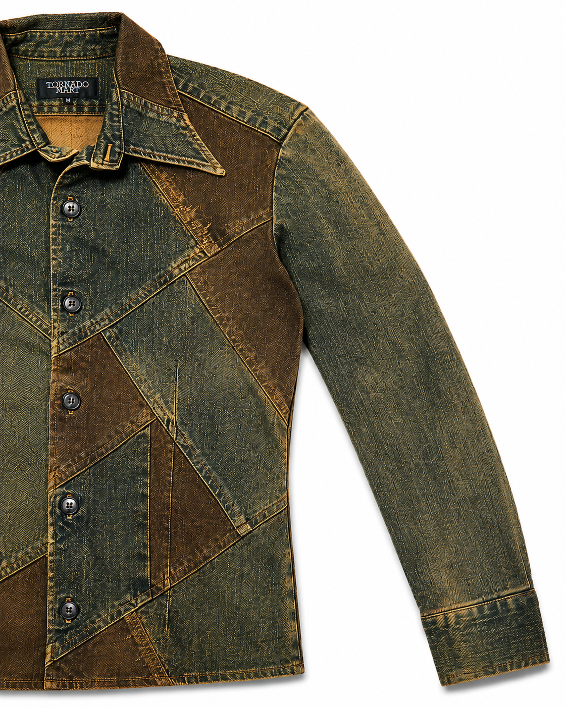 Tornado Mart Patchwork Denim Shirt