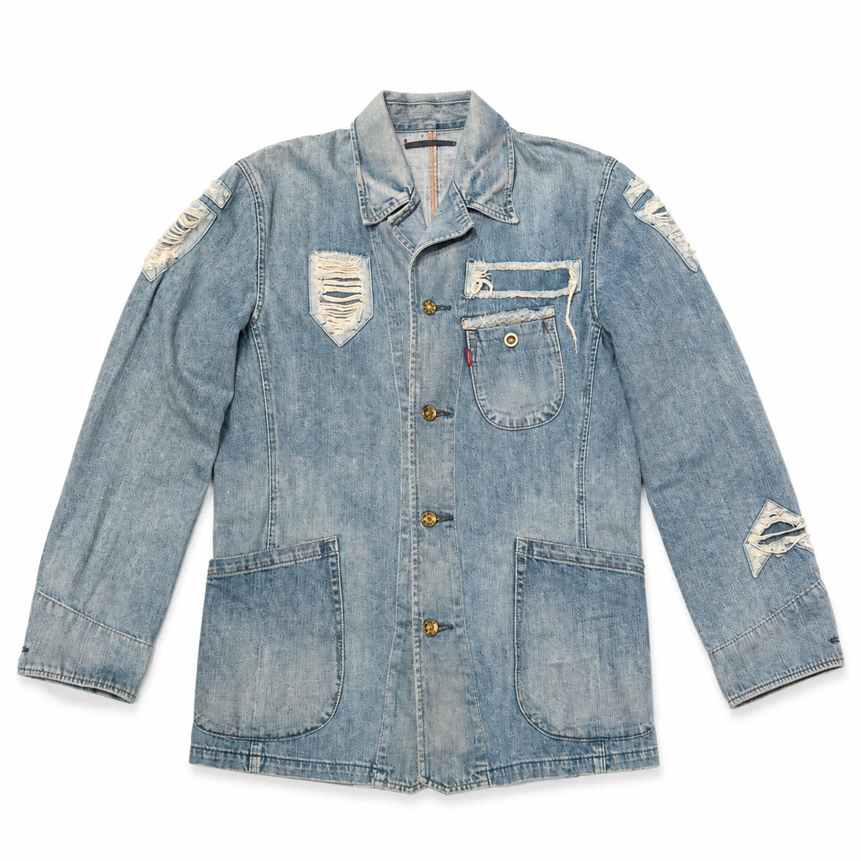 Reconstructed Distressed Denim Jacket