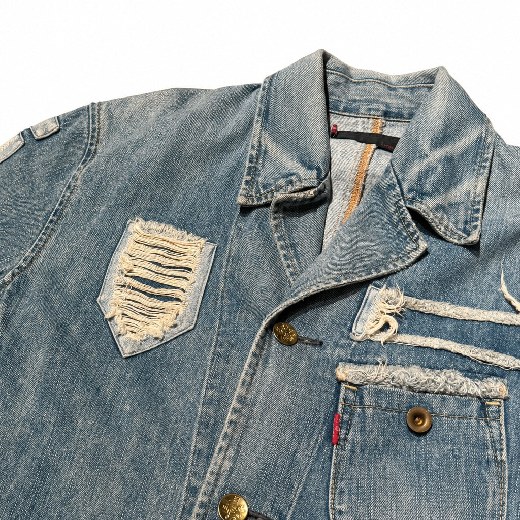 Reconstructed Distressed Denim Jacket