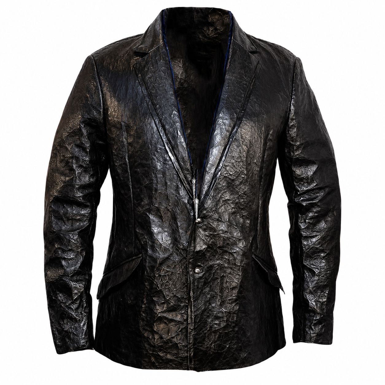 Tactical Stapleline Wrinkle Genuine Calfskin Leather Coat