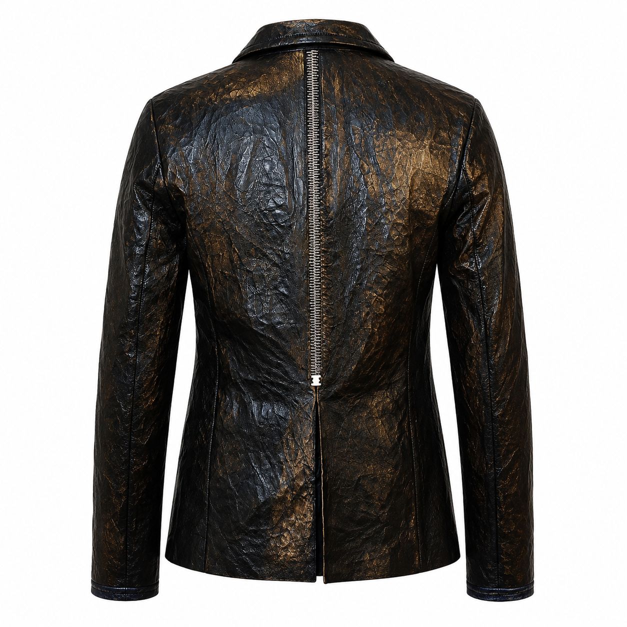 Tactical Stapleline Wrinkle Genuine Calfskin Leather Coat