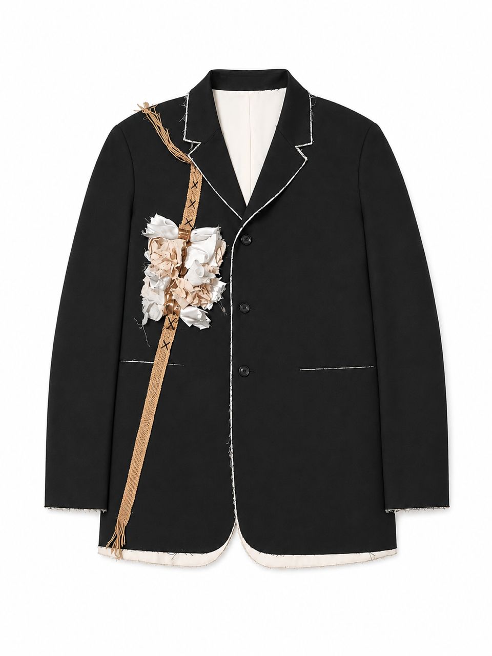 A/W 26 COLLECTION Frayed Burlap Strap Coat