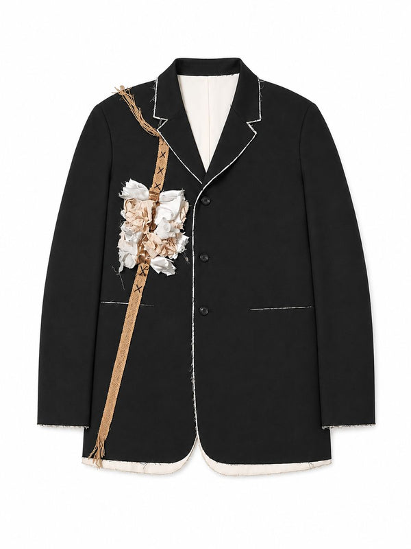 A/W 26 COLLECTION Frayed Burlap Strap Coat