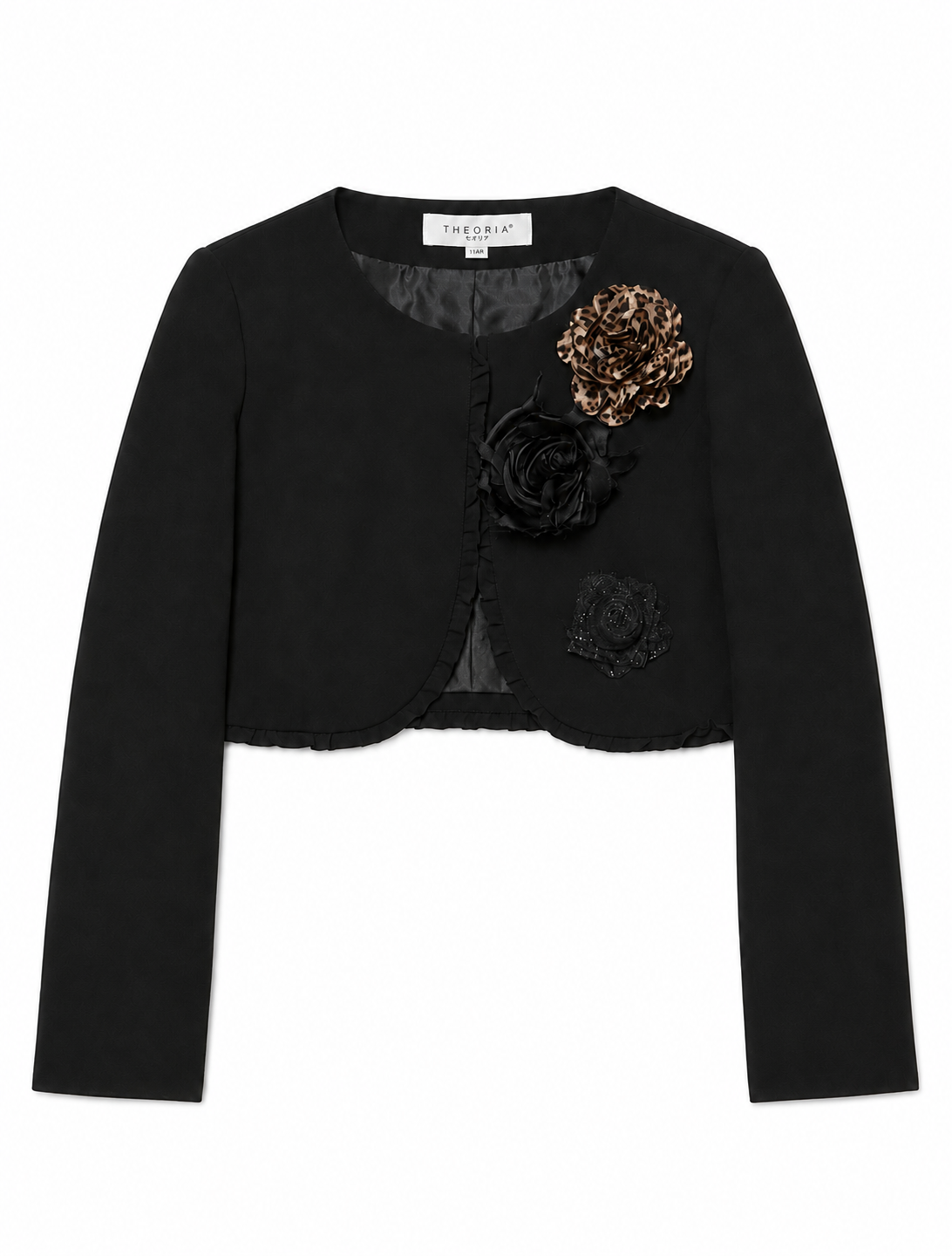 Theoria Cropped Reworked Floral Applique Bolero Jacket