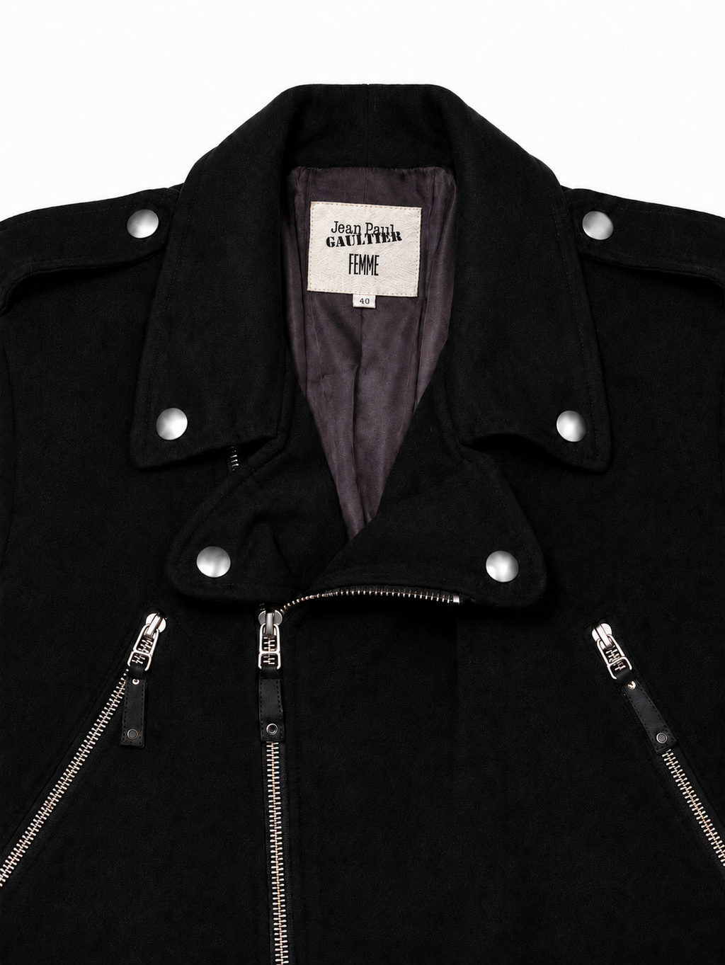 Jean Paul Gaultier Vintage Femme Wool Trench Coat with Moto Detailing