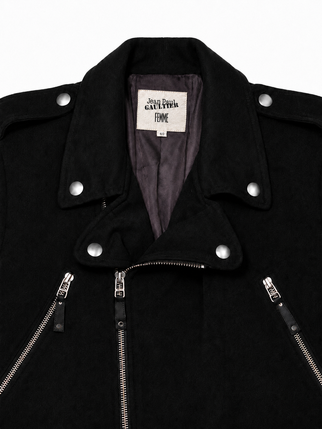 Jean Paul Gaultier Vintage Femme Wool Trench Coat with Moto Detailing