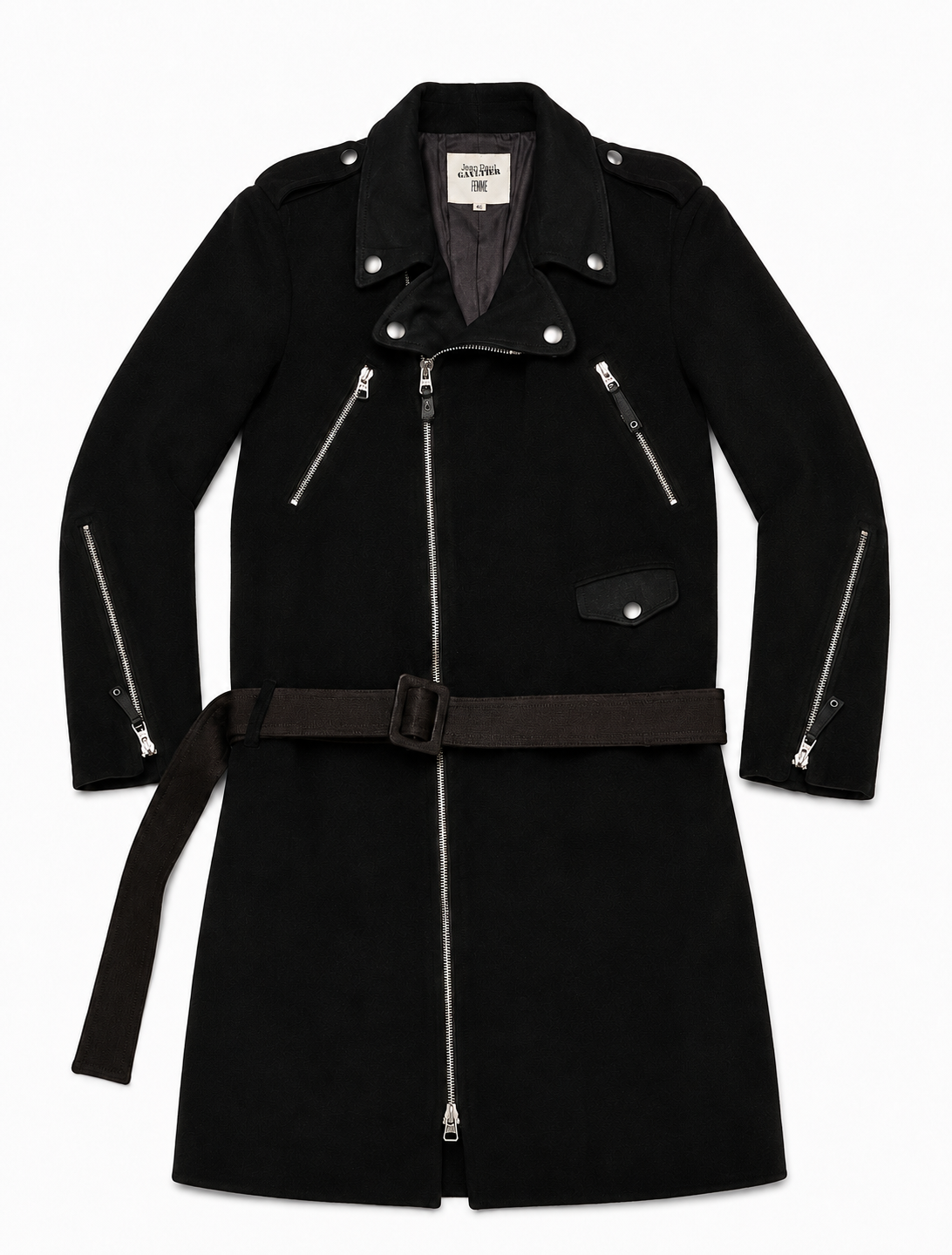 Jean Paul Gaultier Vintage Femme Wool Trench Coat with Moto Detailing
