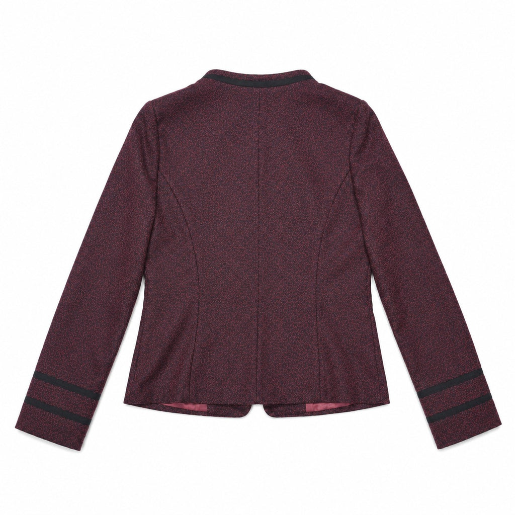 Burgundy Double-Breasted Military Jacket