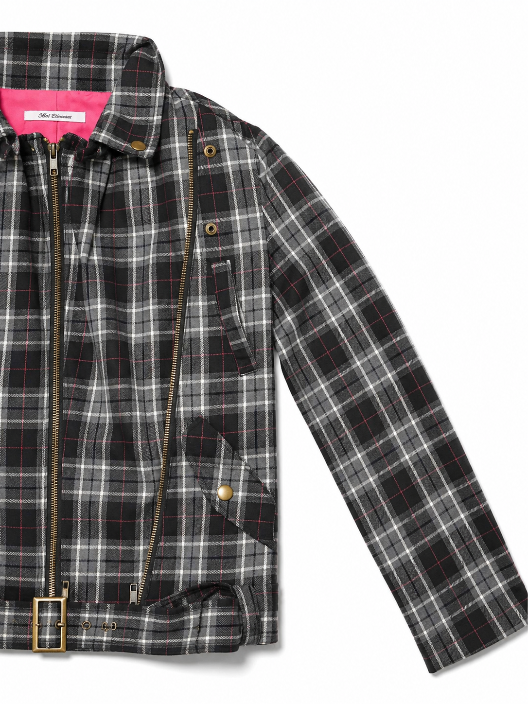 Miel Crishunant Vintage Japanese Glam Punk Plaid Tartan Motor Jacket