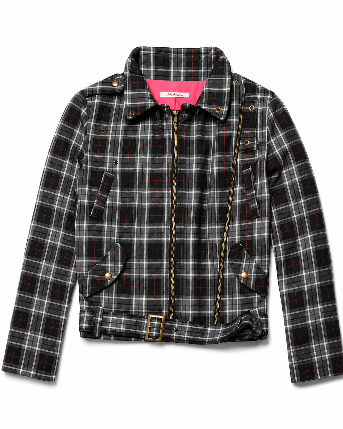 Miel Crishunant Vintage Japanese Glam Punk Plaid Tartan Motor Jacket