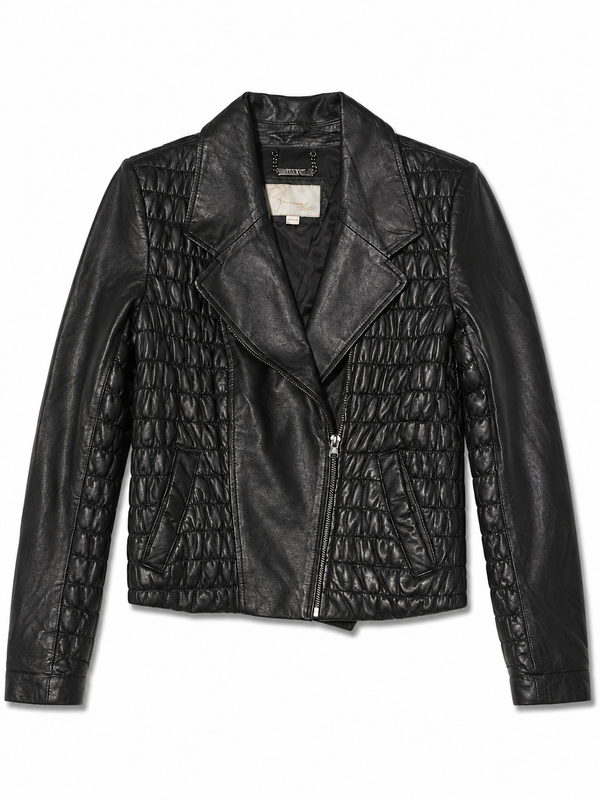 Vero Moda black quilted lambskin jacket front view