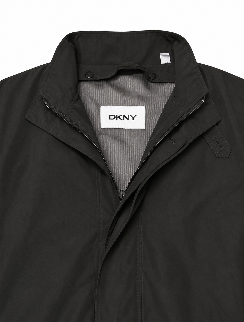 DKNY Black Minimal Technical Hooded Rain Coat Jacket